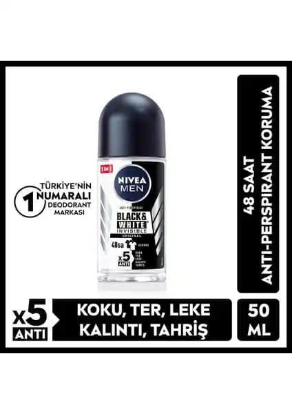 Nivea Men Erkek Roll-on Deodorant Black&White Invisible: Günlük Hijyen ve Ferahlık Sağlayan Etkili Çözüm