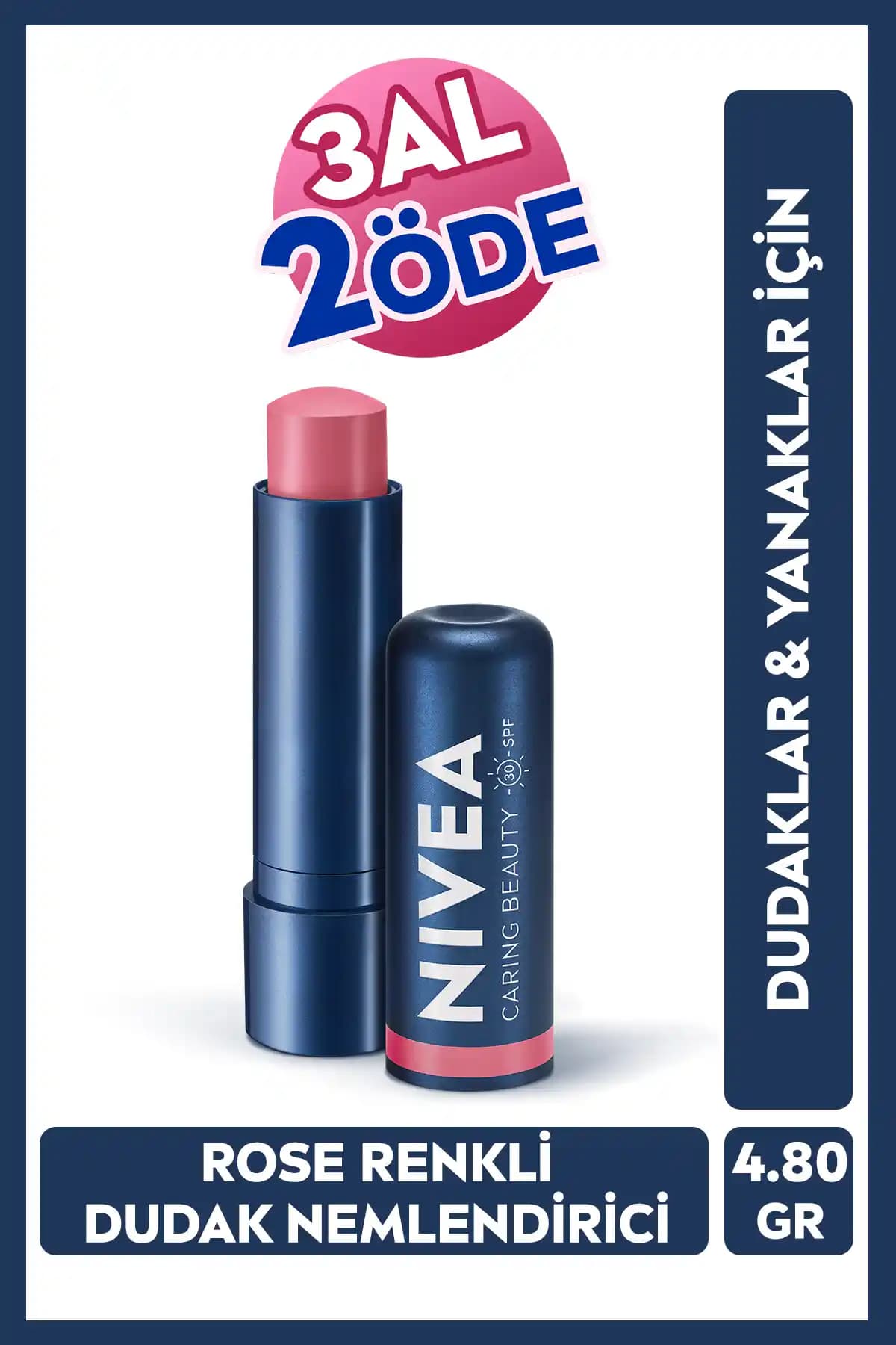 NIVEA Renkli Nemlendirici Dudak ve Yanak Bakım Kremi Rose SPF30 ile doğal güzellik