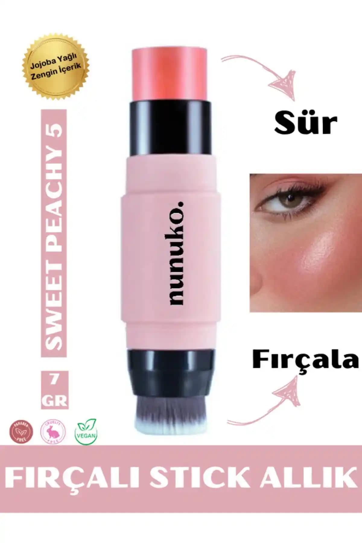 Nunuko Milky Jelly 2'li Allık: Doğal ve Pratik Günlük Makyaj İçin Uygun Çift Taraflı Allık