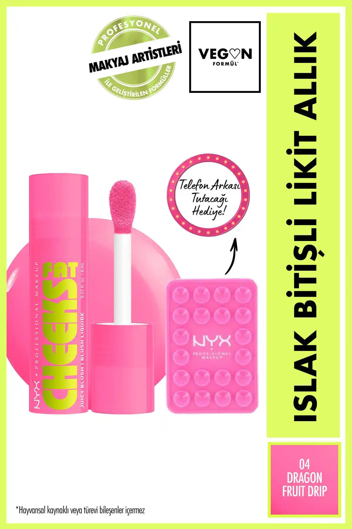 NYX Fat Cheeks Islak Bitişli Likit Allık: Doğal ve Parlak Görünüm Sağlayan Pembe Tonlar