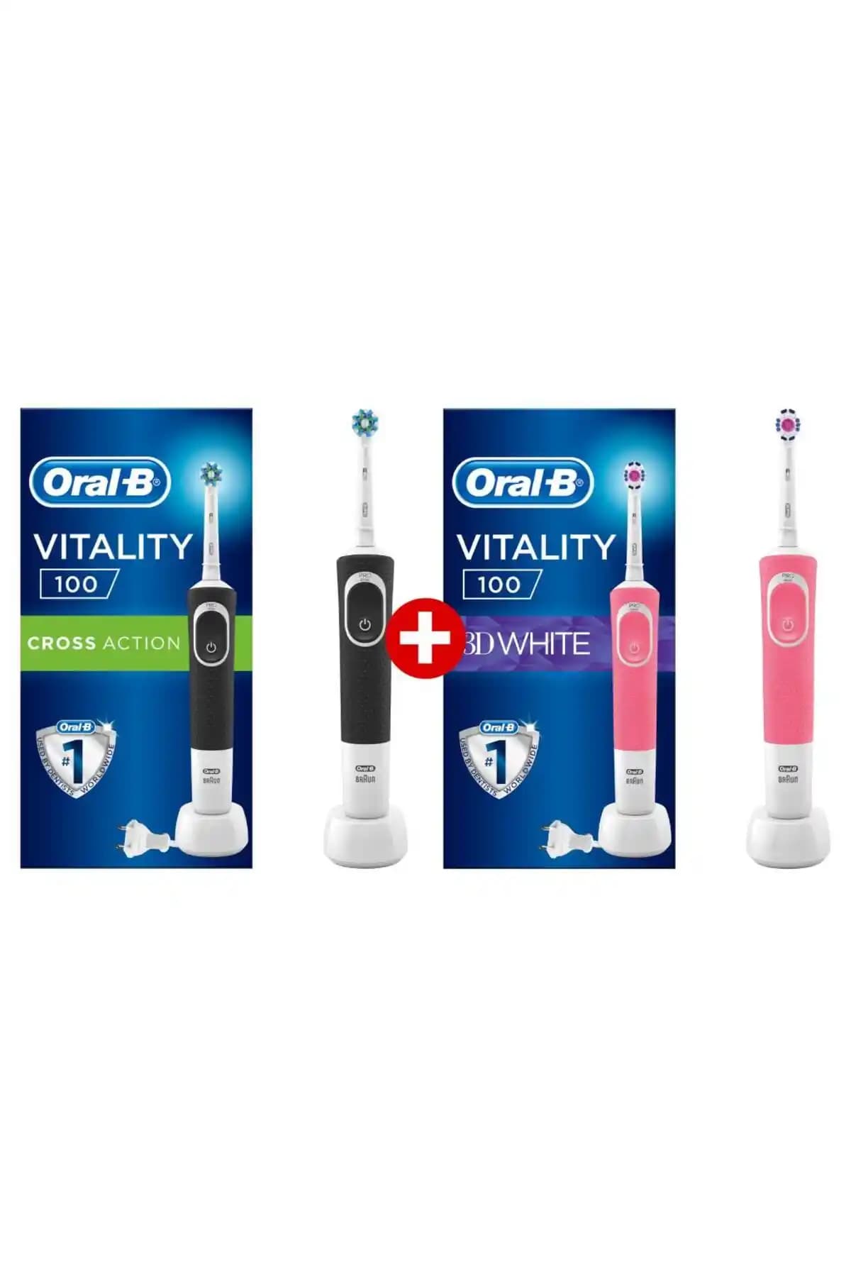 Oral-B D100 Cross Action Siyah Pembe Şarjlı Diş Fırçası Günlük Ağız Bakımı İçin İdeal Çözüm