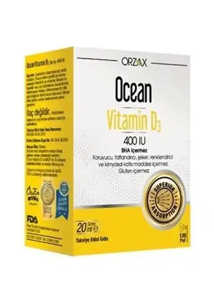 Orzax Ocean Vitamin D3 400 IU Sprey: Kolay Kullanımlı ve Güvenilir D Vitamini Takviyesi