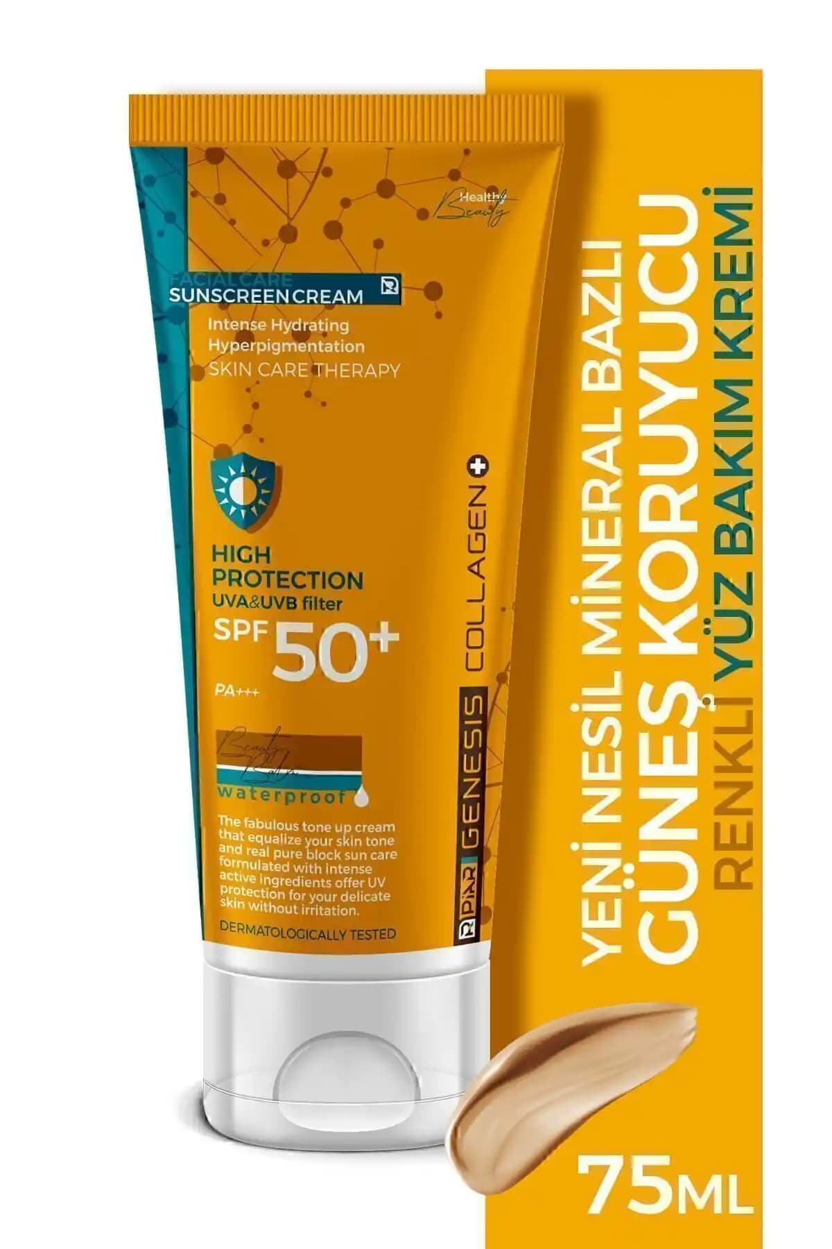 Piar Genesis Yüksek Korumalı Kolajenle Leke Karşıtı Renkli Güneş Kremi SPF 50 ile Cilt Koruma ve Eşitleme
