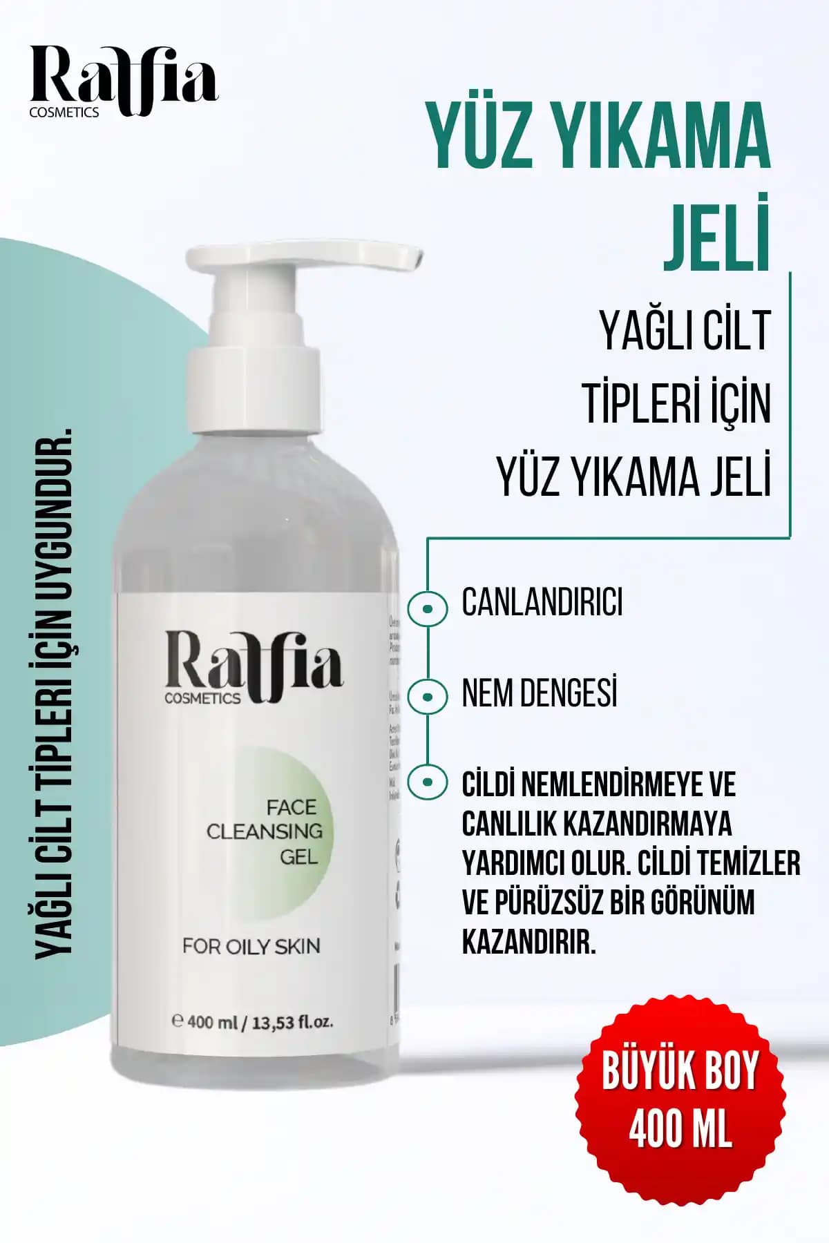 Raffia Cosmetics Yüz Temizleme Jeli: Yağlı ve Akneye Eğilimli Ciltler İçin Derinlemesine Temizlik Çözümü