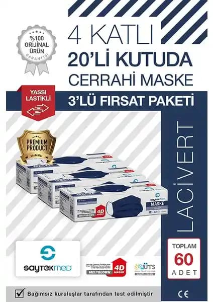 SaytekMed Maskeleri Karşılaştırması: 4 Katlı Lacivert ve 3 Katlı Beyaz Cerrahi Maskeler