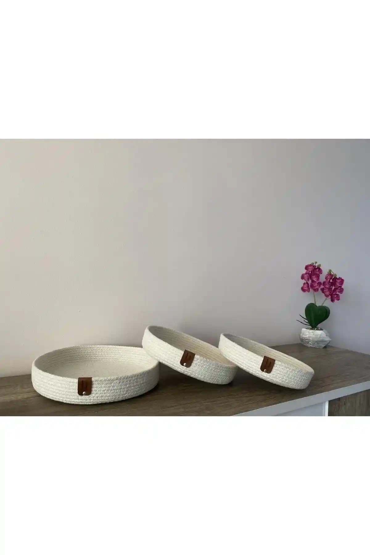 Sevdam Krem Renkli Üçlü Dekoratif Sepet Seti Ev ve Ofis Düzeninde Kullanım