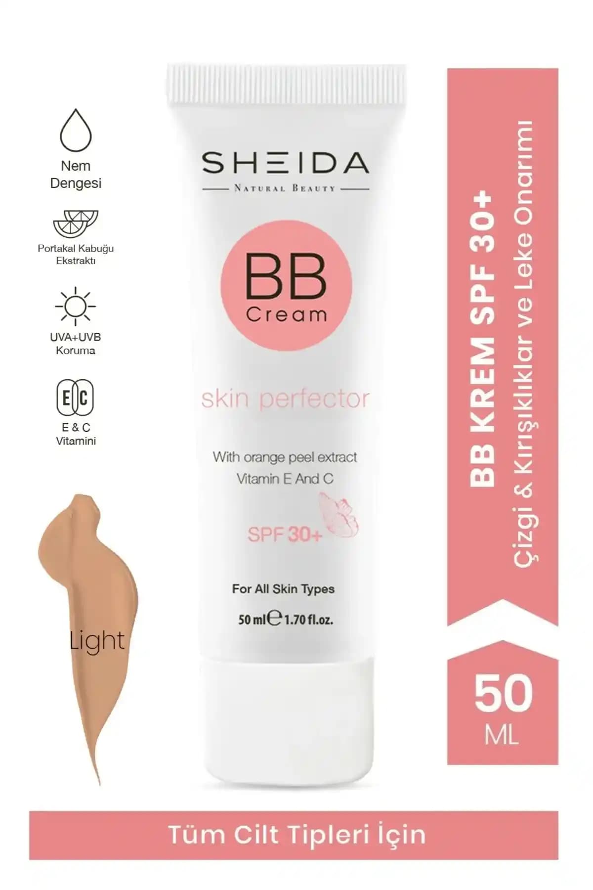 Sheida BB Krem Light SPF 30: Doğal Görünüm ve Yüksek Kapatıcılık Sunan Güneş Koruyucu Krem