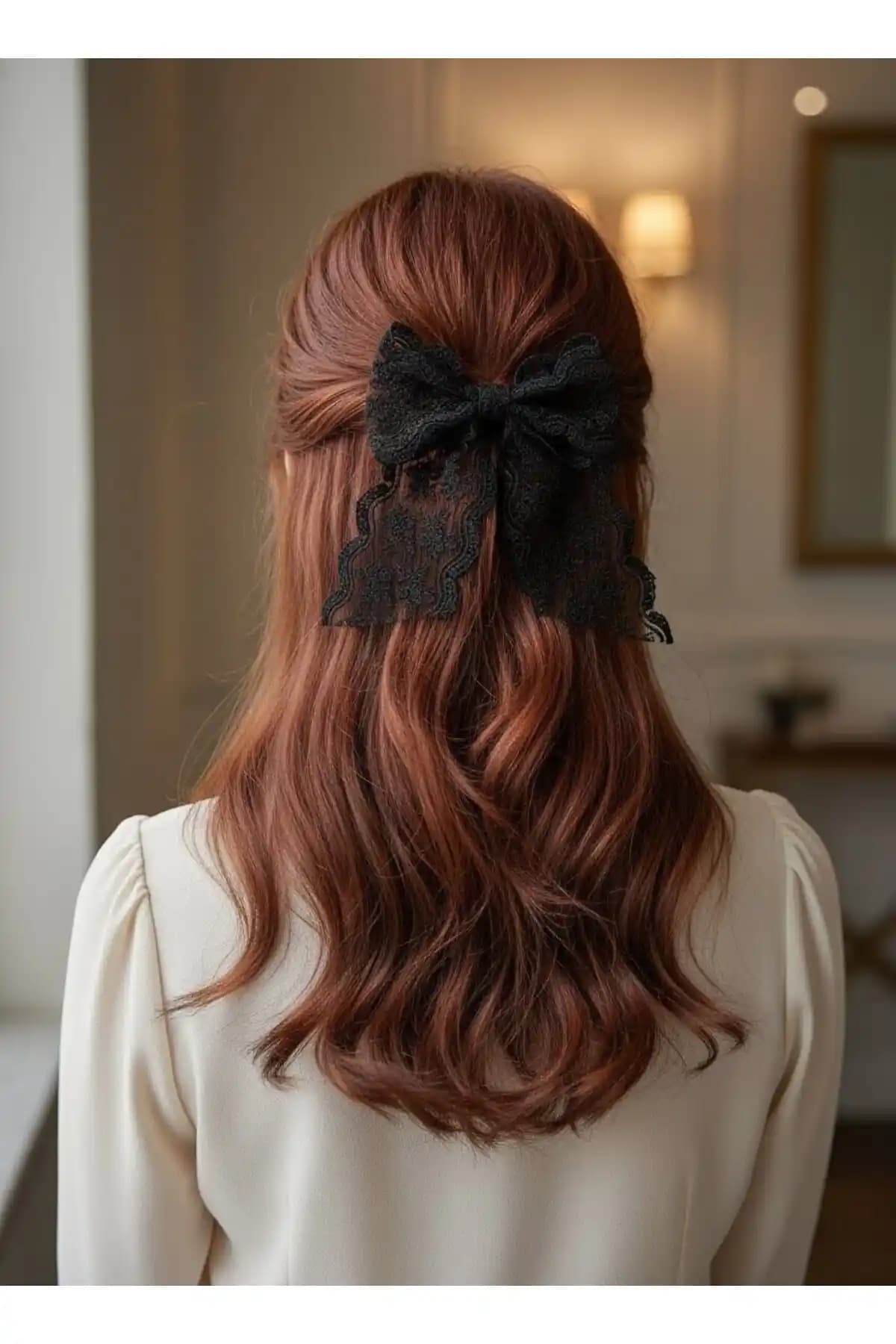 Toka Delisi Romantik Siyah Transparan Dantel Toka El Yapımı Zarif Saç Aksesuarı