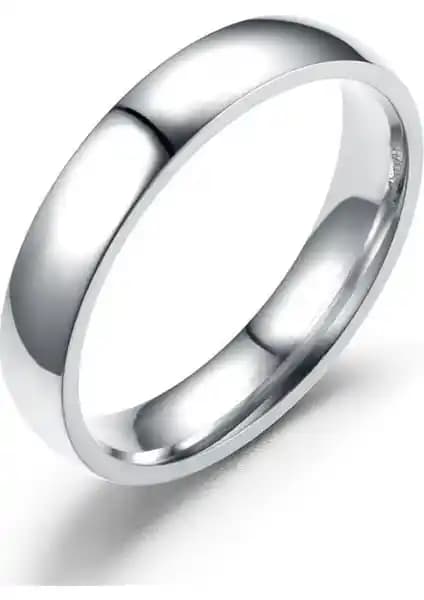 Unisex 4mm İnce Bombeli Çelik Alyans Yüzükleri - Şık ve Dayanıklı Tasarım