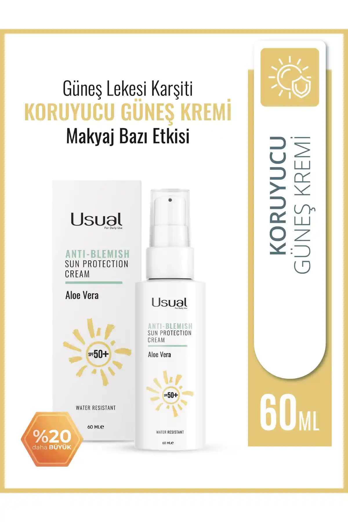 Usual Güneş Kremi +50 SPF 60 ml Güneş Koruyucu ve Makyaj Bazı Özellikleri