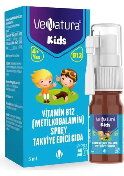 Venatura Kids B12 Sprey 60 Puf Çocuklar İçin Güvenilir Enerji ve Sağlık Takviyesi