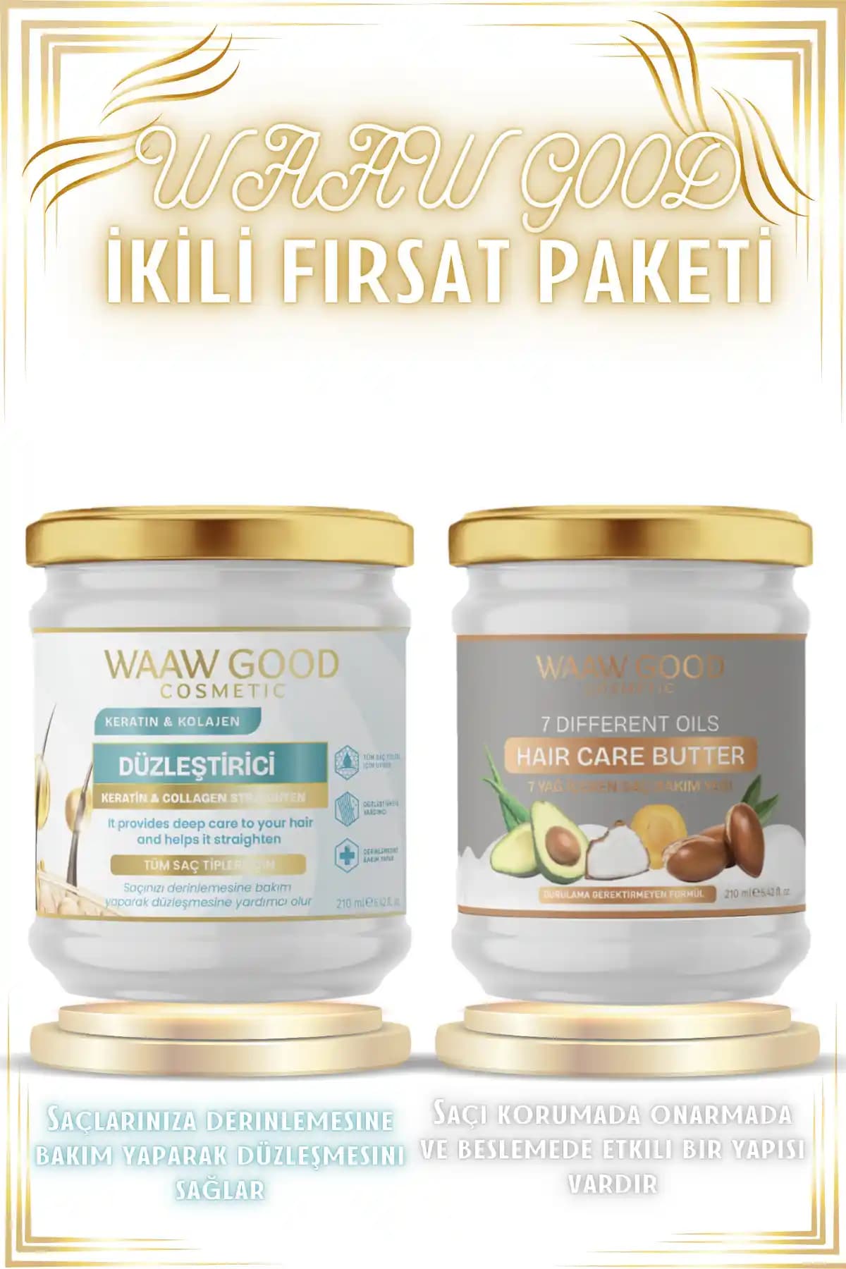 WAAW GOOD Keratin ve Kolajen İçeren Saç Bakım Seti Saç Güçlendirme ve Parlaklık Sağlar