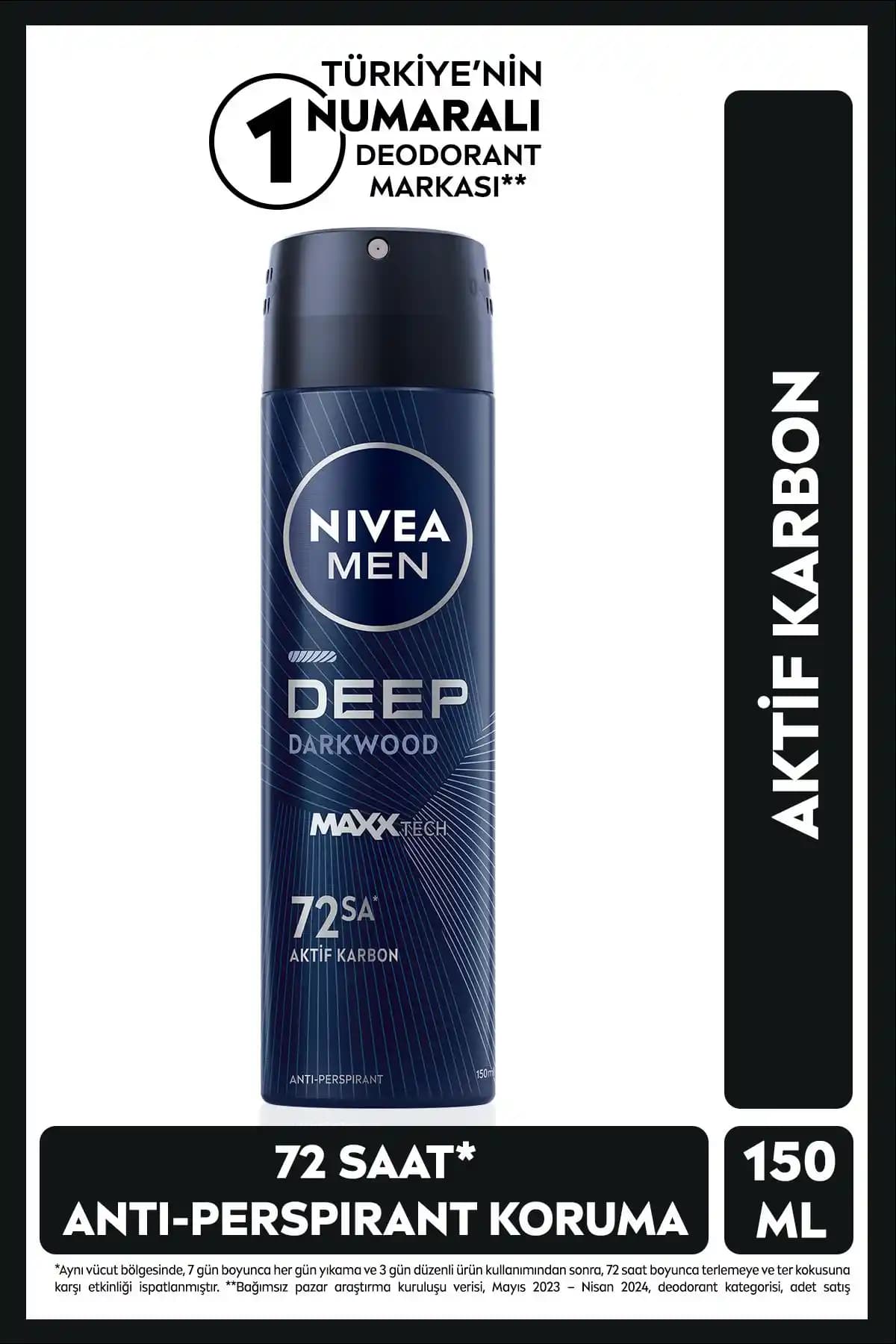 NIVEA MEN Erkek Sprey Deodorant Deep Dimension: Etkili Koruma ve Hoş Koku