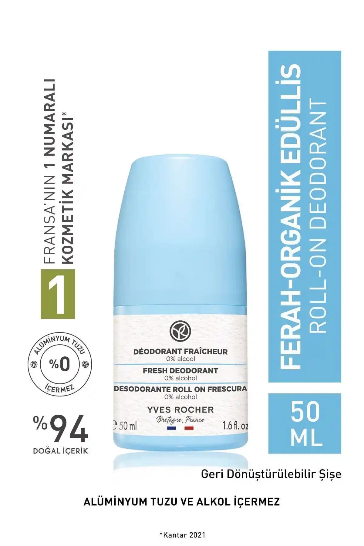 Yves Rocher Organik Edülis Roll-on Deodorant: Gün Boyu Ferahlık ve Koruma Sağlayın