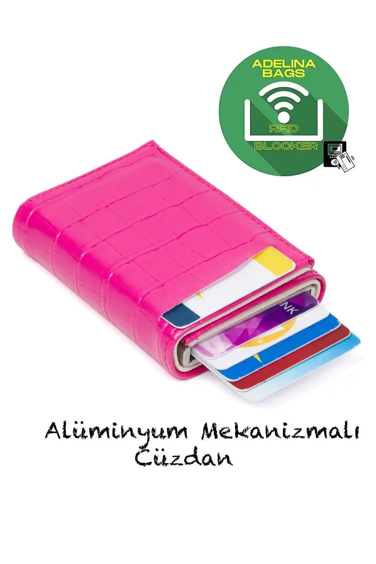 Adelina Timsah Desenli Fuşya Kartlık Cüzdan: Şık ve Güvenli Günlük Kullanım Ürünü