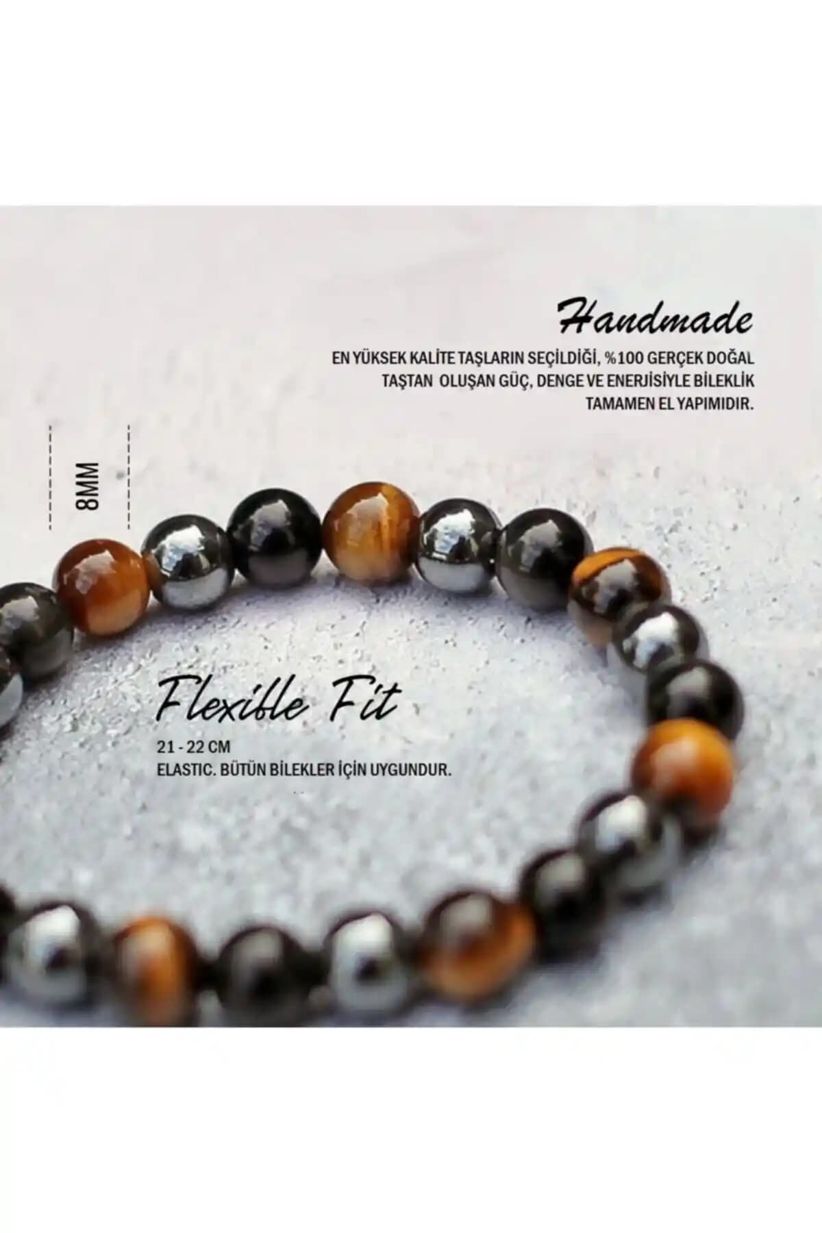 Alnis Atelier Kaplan Gözü Obsidyen Hematit Erkek Bileklik Doğal Taş Tasarımı ve Şıklık