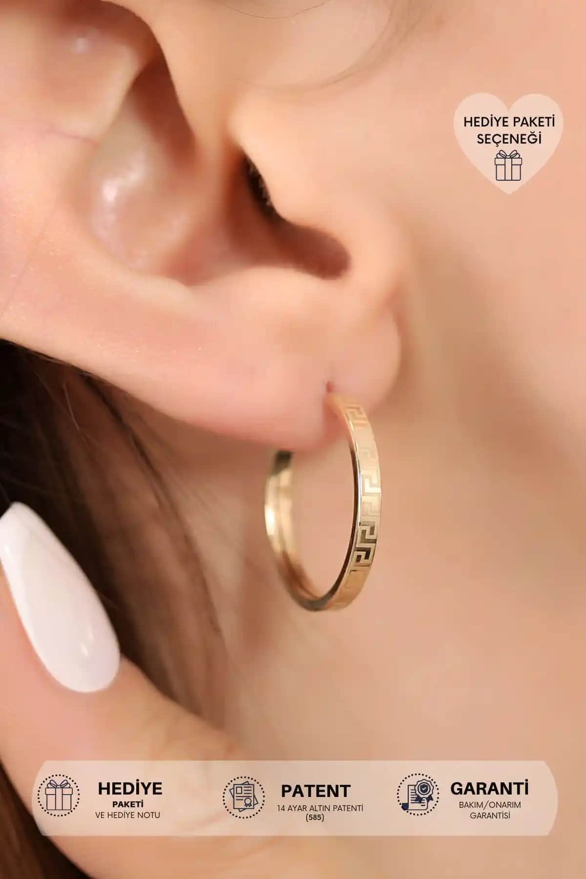 Altınkesesi 14 Ayar Altın Düz Desenli Çift Halka Küpe – Zarif ve Dayanıklı Takı Seçeneği