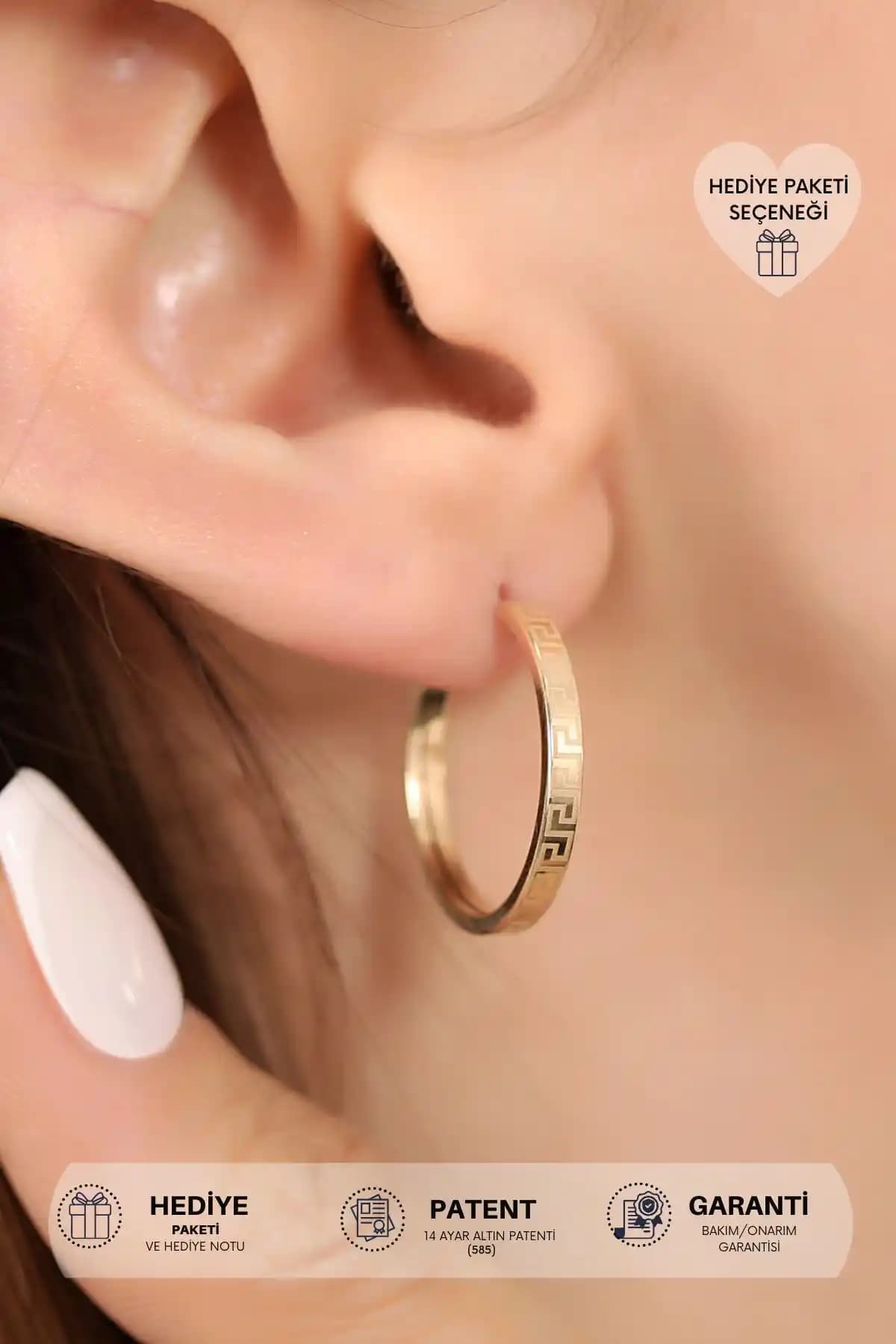 Altınkesesi 14 Ayar Altın Düz Desenli Çift Halka Küpe – Zarif ve Dayanıklı Takı Seçeneği