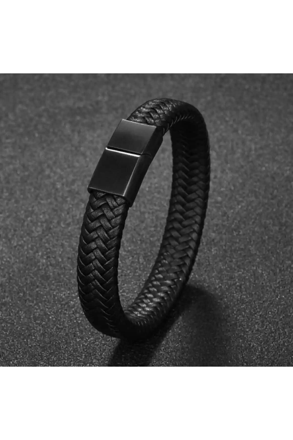 Amisare Mıknatıslı Suni Deri Erkek Bileklikleri Modern ve Dayanıklı Tasarım