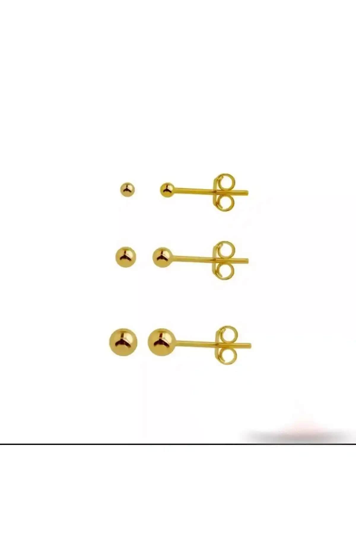 Arescollection Cerrahi Çelik Gold Renk Top Küpe: Dayanıklı ve Şık Modern Takı Tasarımı