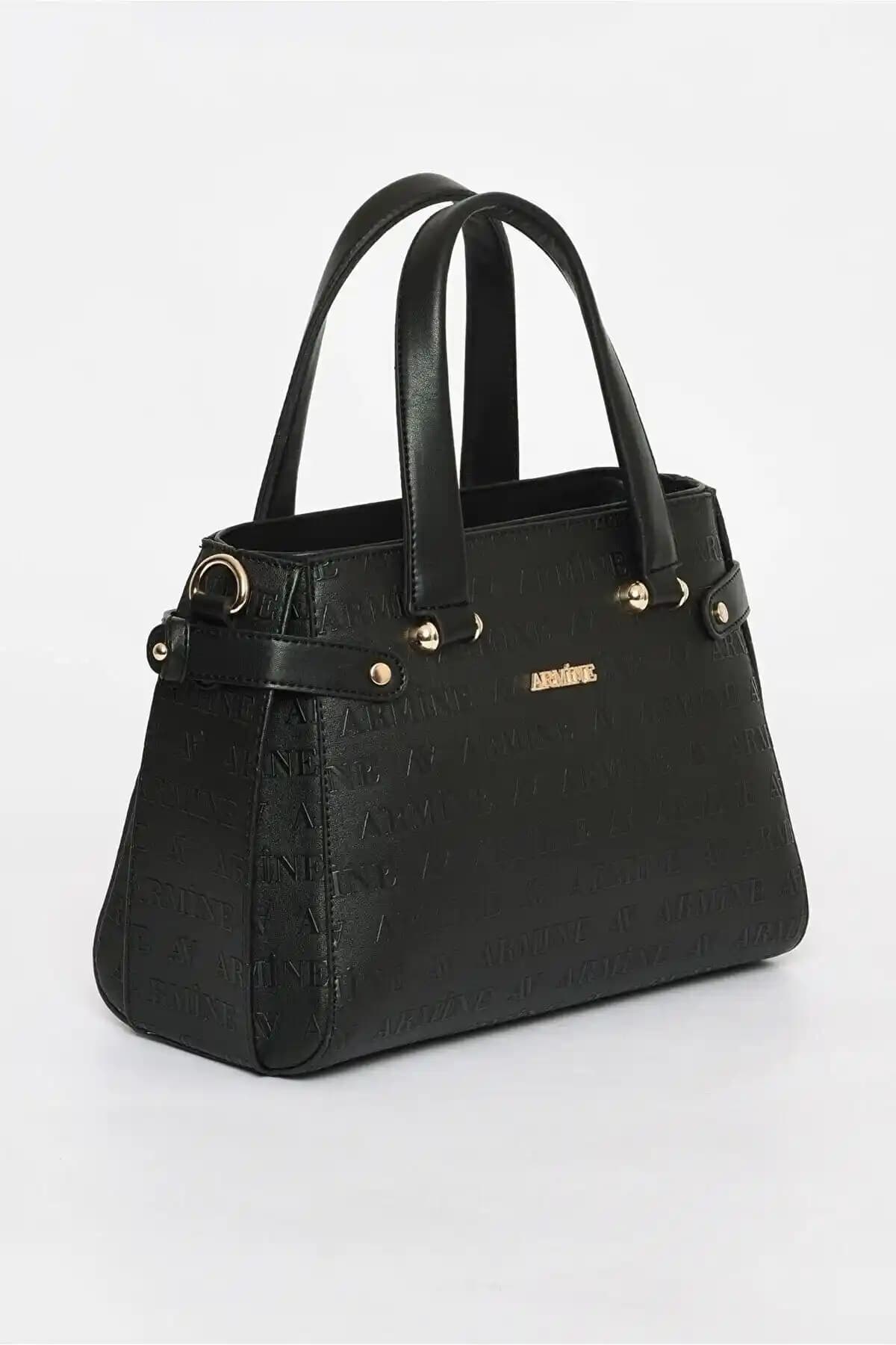 Armine Kadın Siyah Lazer Baskı Çanta Günlük ve Şık Kullanım İçin Uygun
