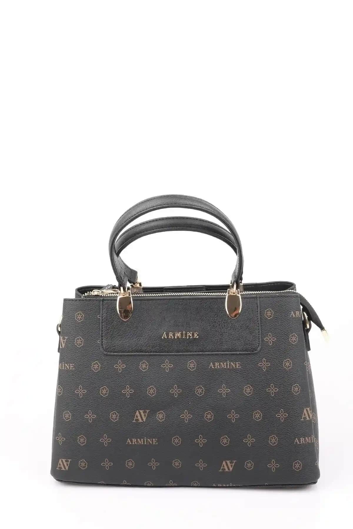 Armine Siyah Baskılı Çanta 206 Modern ve Kullanışlı Günlük Kadın Çantası
