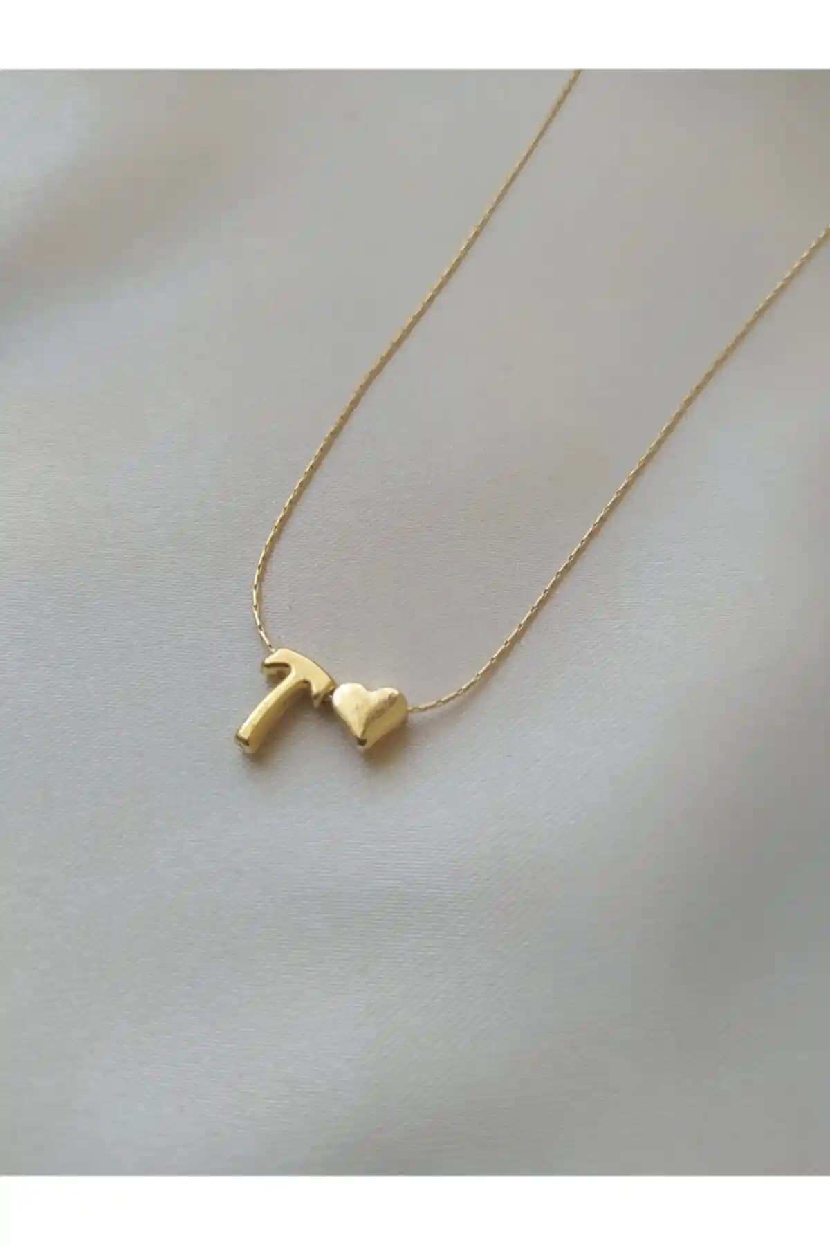 Asia Chic T Harfli Altın Kaplama Kolye Kadın ve Erkekler İçin Şık Aksesuar