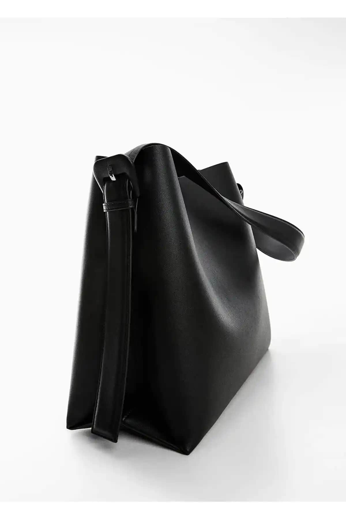 AVİADA Kadın Siyah Toka Detaylı Shopper Çanta Günlük ve İş Hayatına Uygun Tasarım