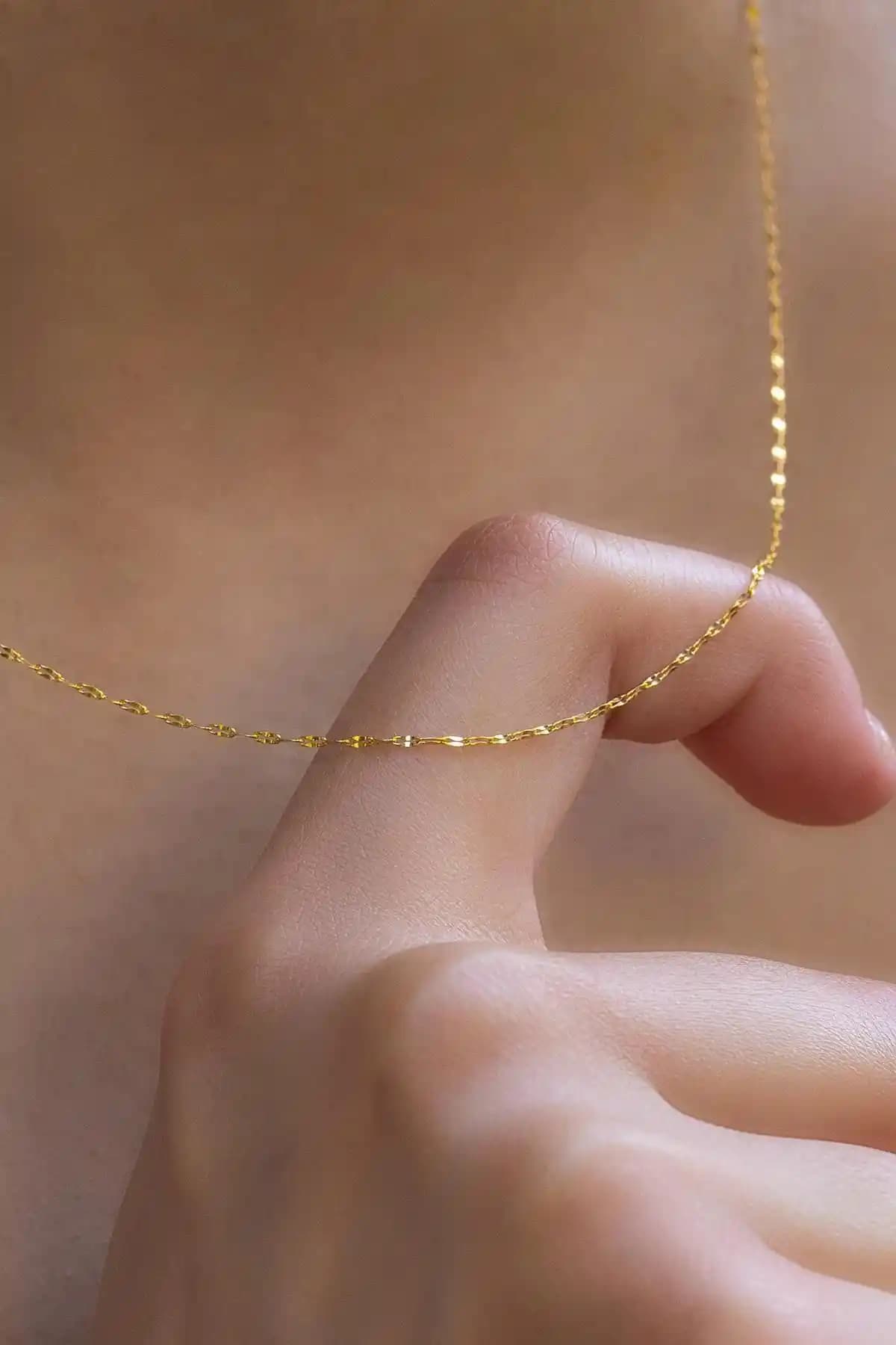 Bayar Gold 14 Ayar Altın İnce Zincir Kolye - Günlük Şıklık İçin Zarif Takı Seçeneği