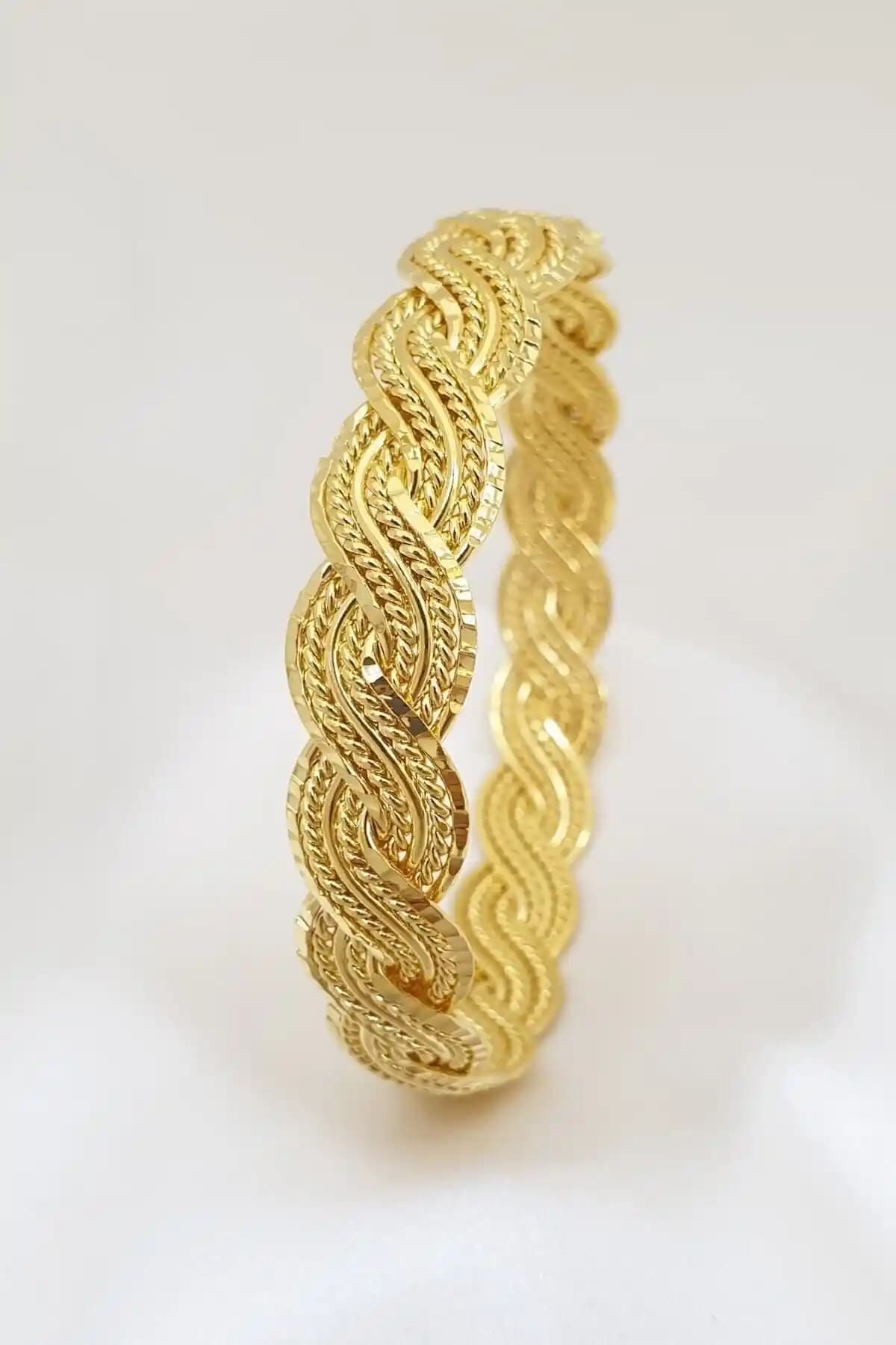 Bijoux Gold 22 Ayar Altın Kaplama Sarmaşık Örgü Bilezik Modern ve Şık Tasarım