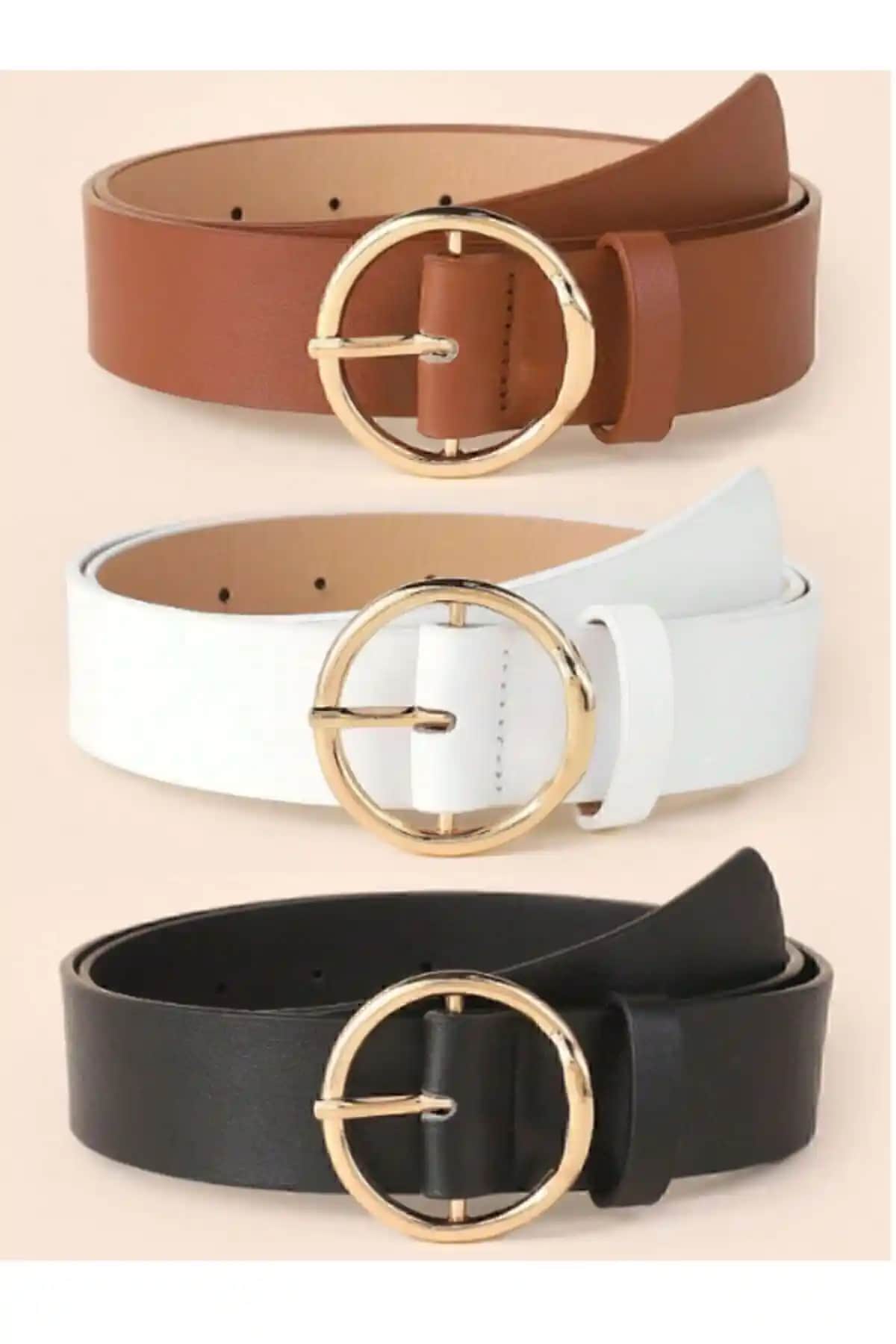 BRAND&BELT Gold Tokalı 3'lü Kombin Kemer: Şık ve Çok Renkli Günlük ve Özel Kullanım Aksesuarı
