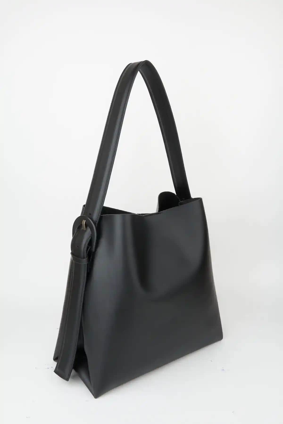 Çanta Park Siyah Süet Deri Büyük Boy Shopper Çanta Günlük Kullanım İçin Uygun