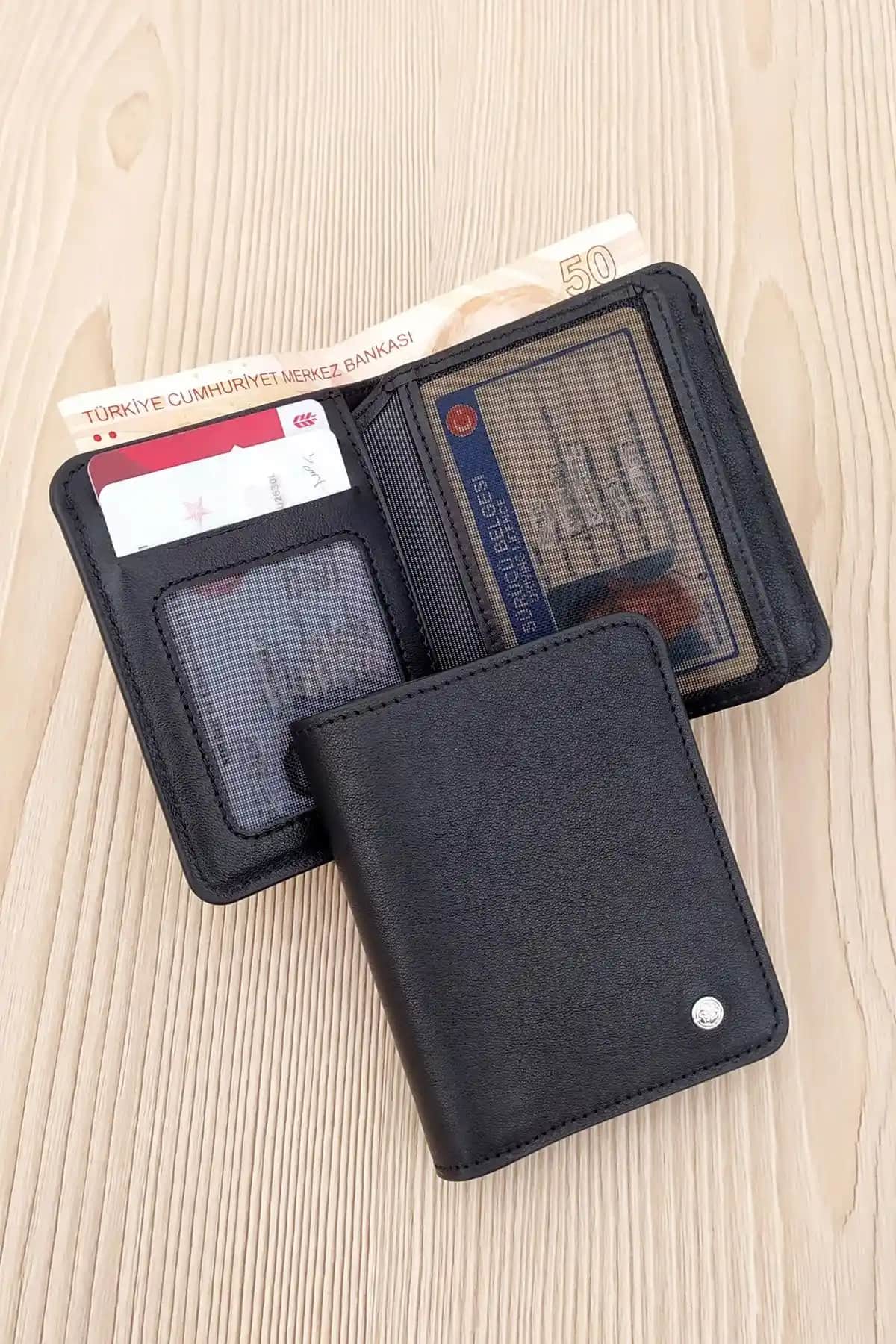 Cengiz Pakel Hakiki Deri Siyah Küçük Boy Cüzdan Günlük Kullanım ve Şıklık İçin İdeal