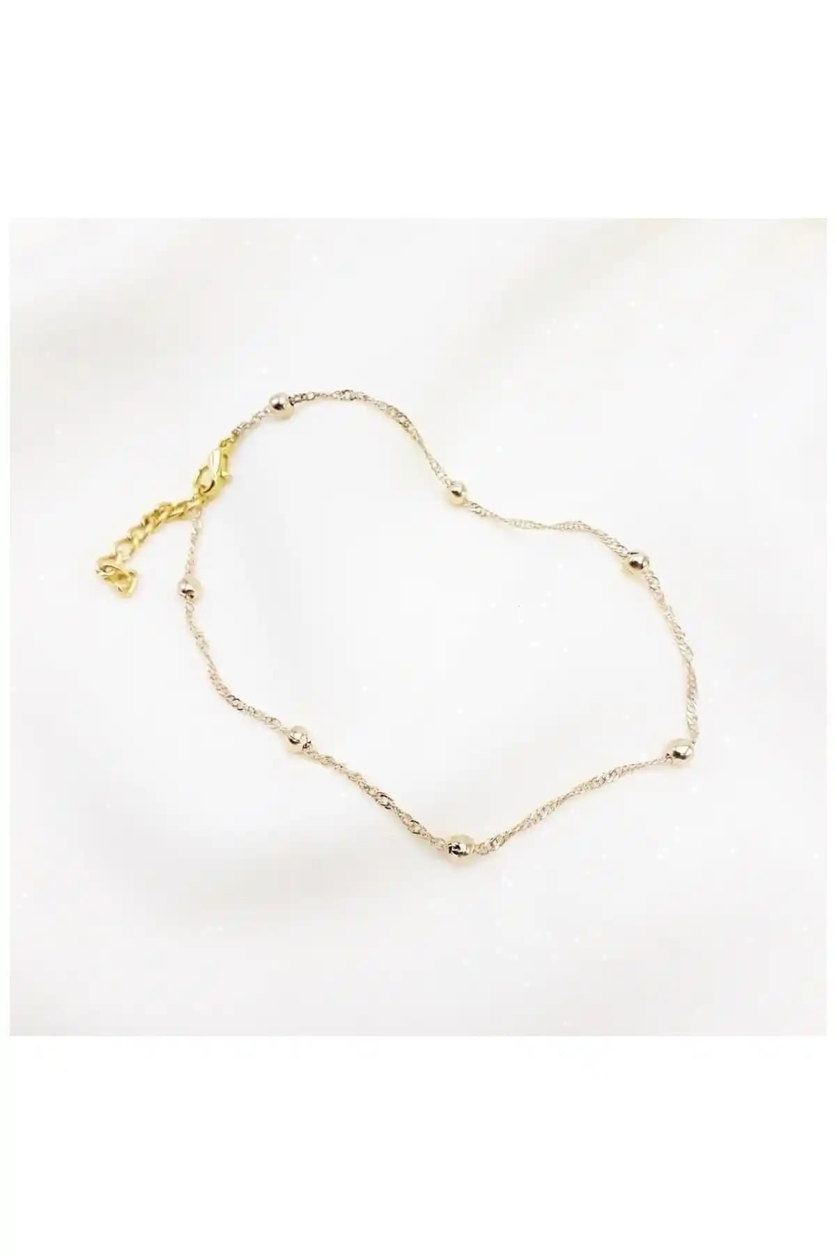 Chehra Design Altın Rengi Dorika Zincir Halhal Modern ve Şık Yaz Aksesuarı