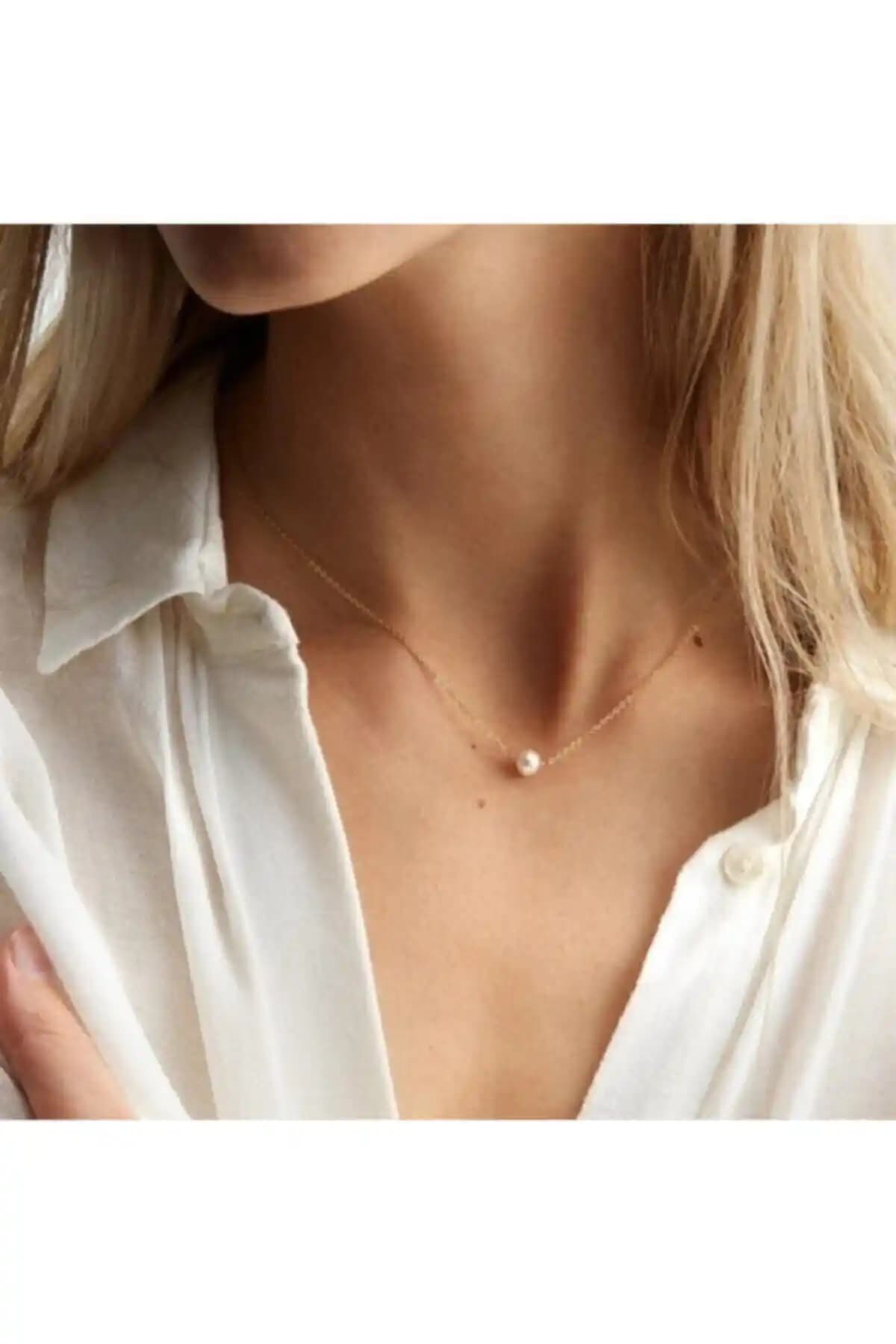 Chehra Design Kadın Sarı İnci Detaylı Kolye: Zarif ve Dayanıklı Takı Seçeneği