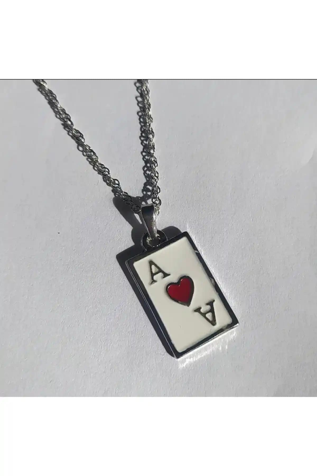 Claritas Kadın Gümüş Kaplama Dikdörtgen Plaka Kupa As Kolye Modern Tasarım