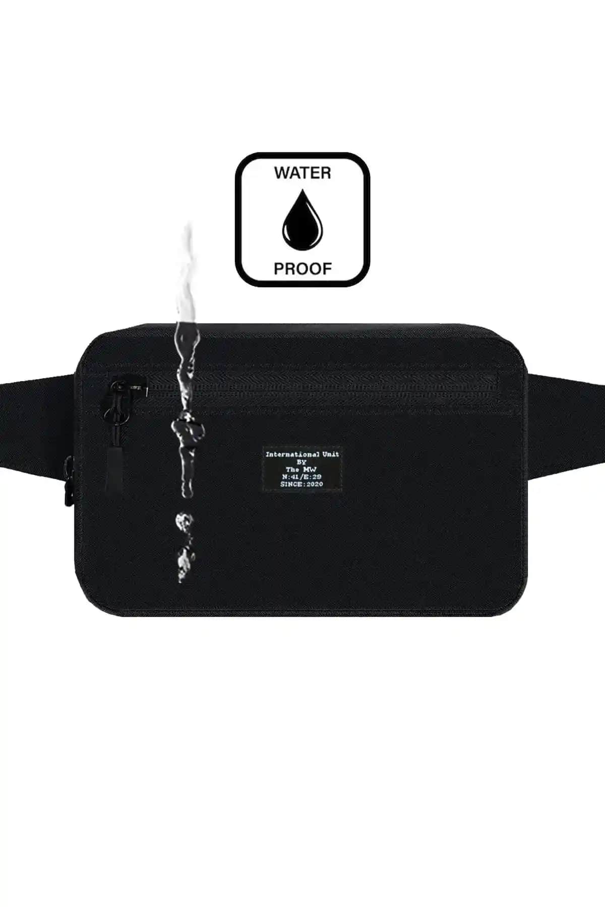 D'VERS Siyah Unisex Su Geçirmez Kumaş Çok Bölmeli Günlük Kullanım Çantası