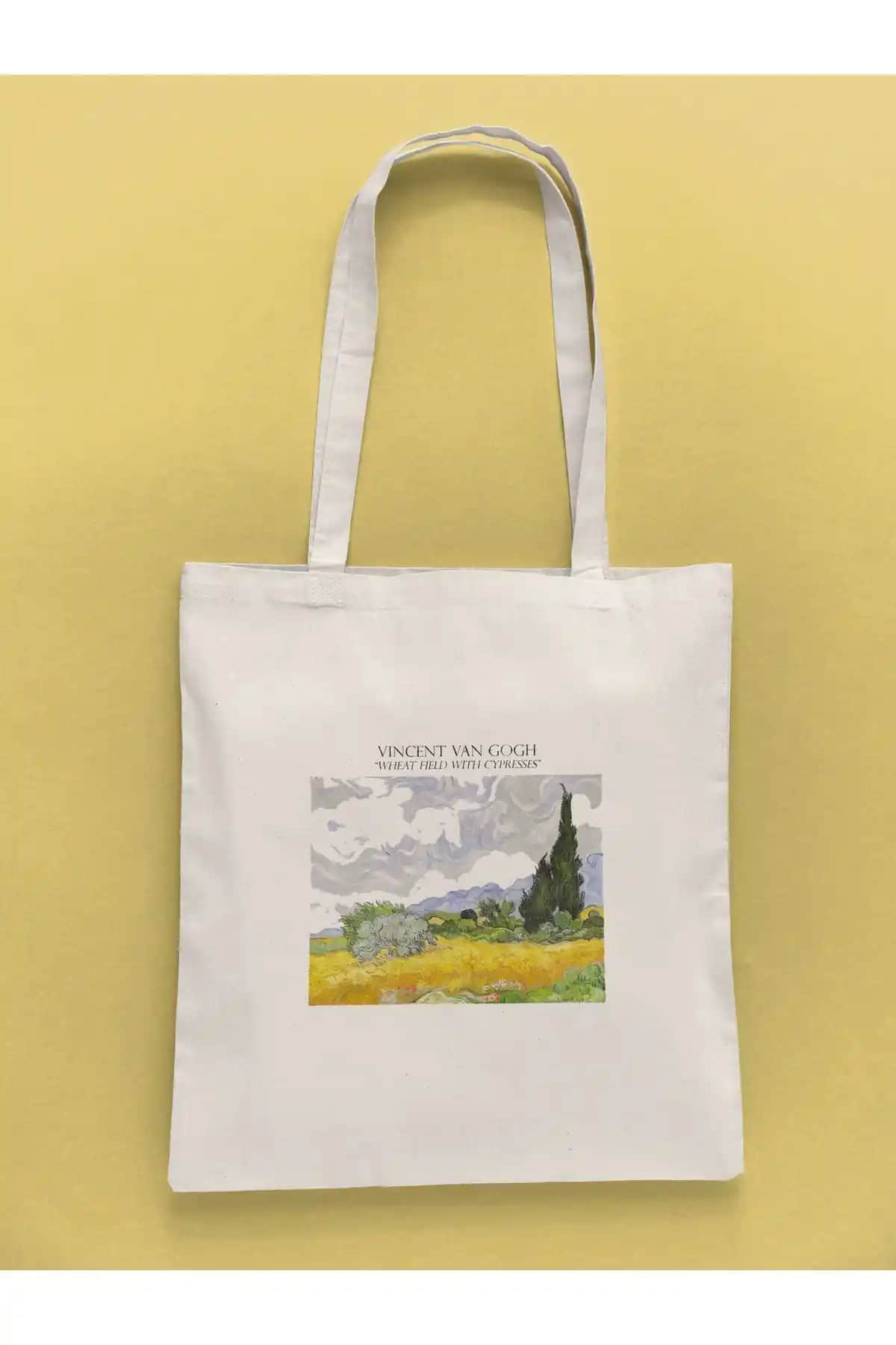 Daystore Selvili Buğday Tarlası Temalı Ham Bez Çanta Günlük Kullanım İçin Şık ve Dayanıklı