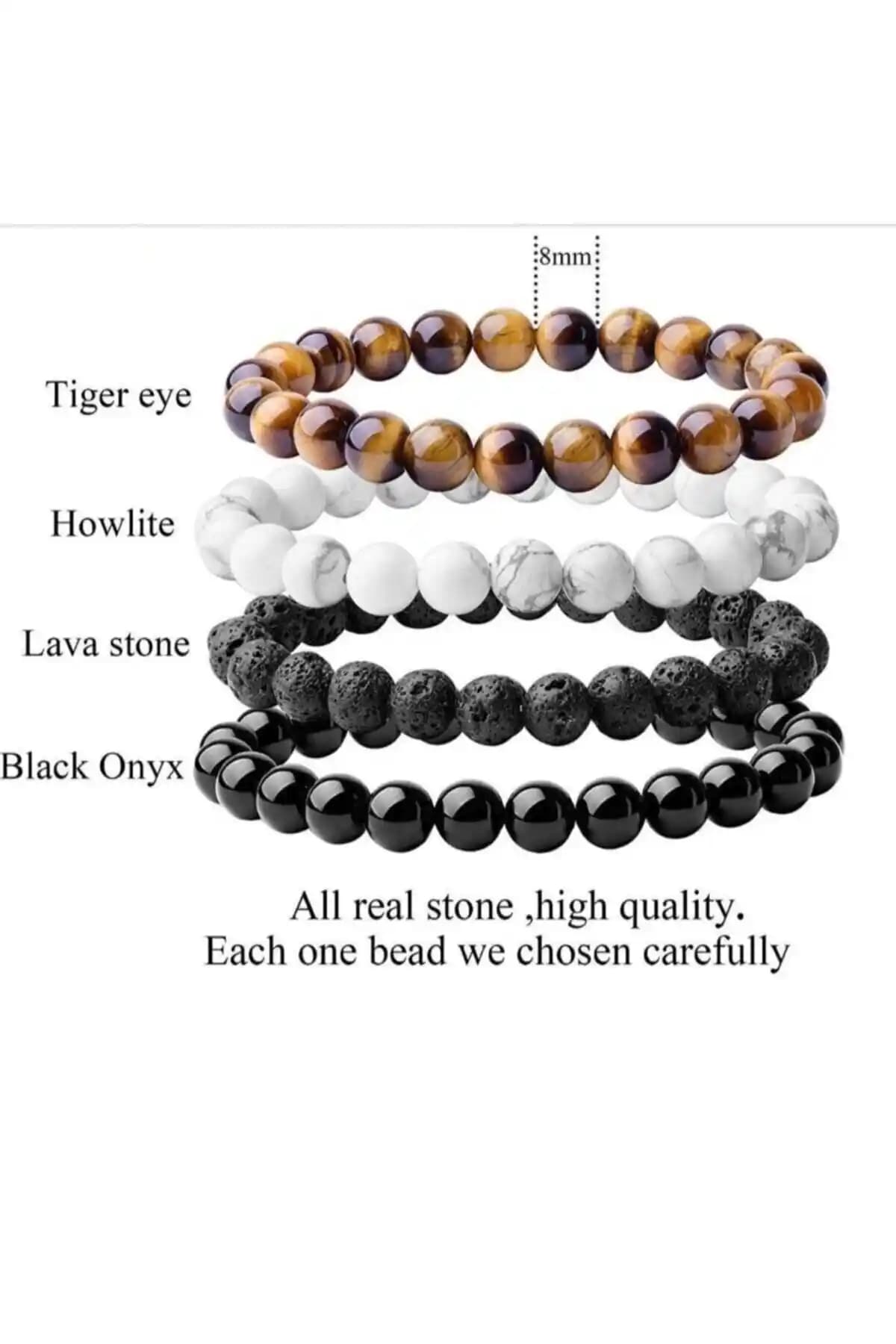 Dejavu TR Dörtlü Doğal Taş Erkek Bileklik: Şık ve Dayanıklı Aksesuar Seçeneği