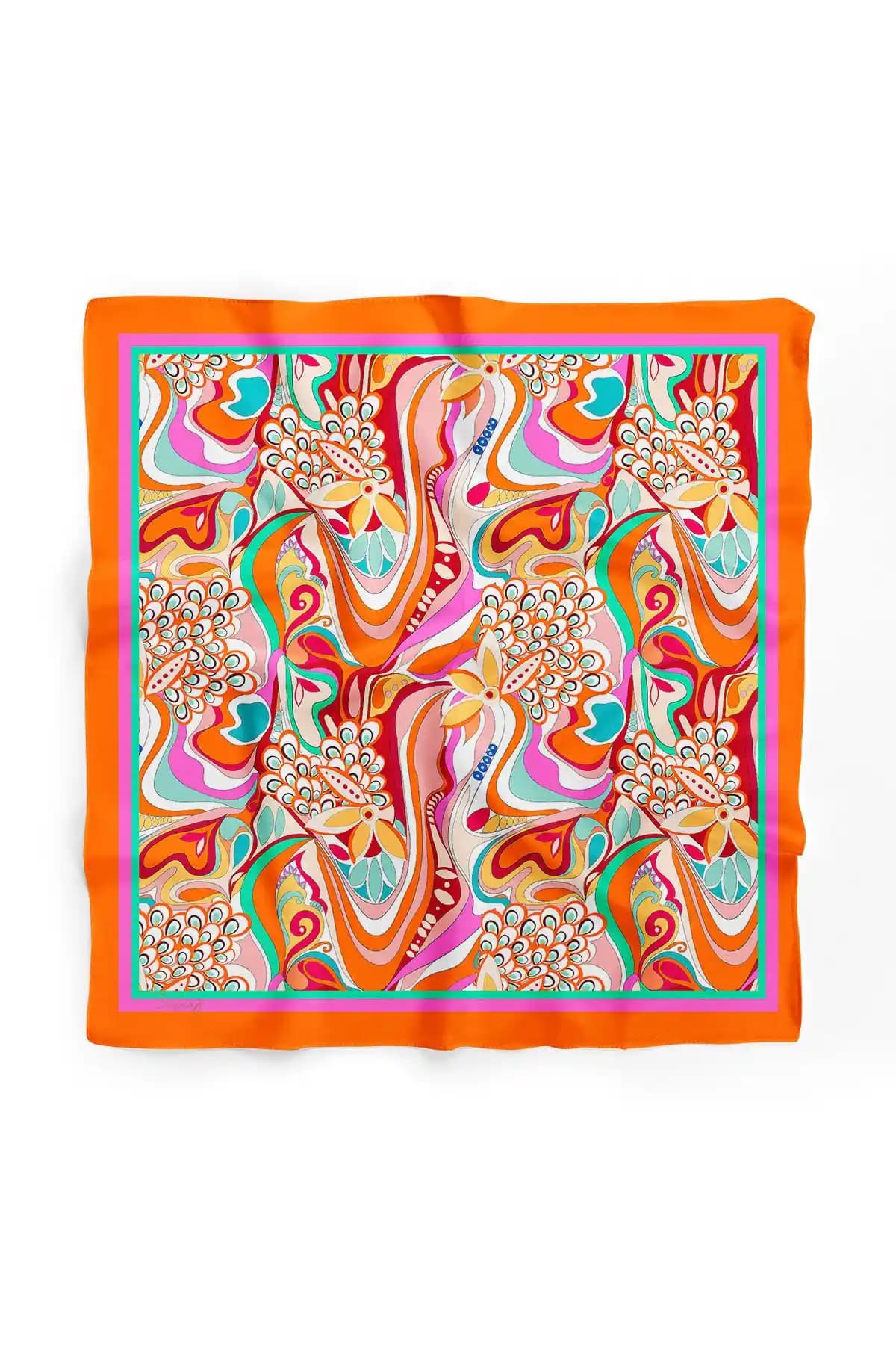 DSCARF Turuncu Desenli Fular: Şık ve Çok Yönlü Renkli Aksesuar Seçeneği