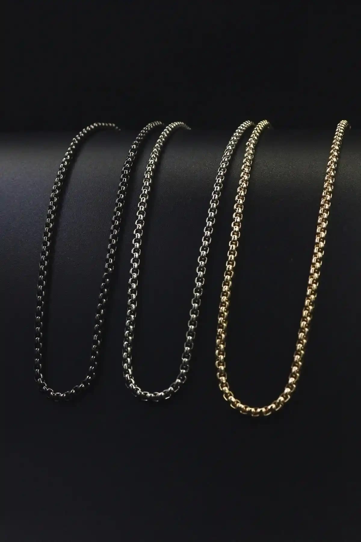 Dukkanka 3'lü Rodyum Kaplama Zincir Seti: Şıklık ve Dayanıklılık Bir Arada