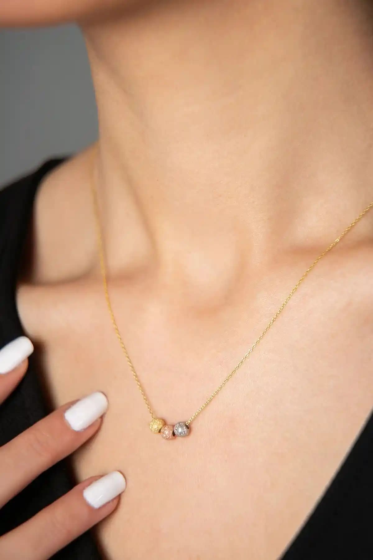 Elika Silver Tasarımı Çok Renkli Boncuklu 925 Ayar Gümüş Kadın Kolyesi