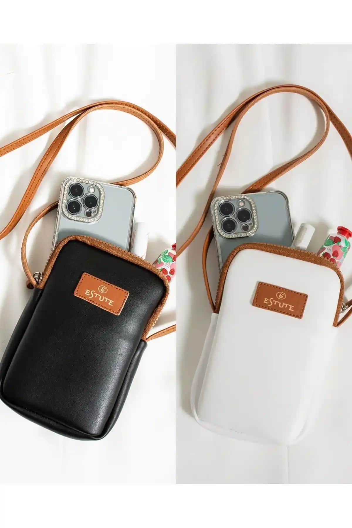 ESTUTE Unisex 2'li Paket Telefon Çantası Modern ve Dayanıklı Vegan Deri Tasarımıyla