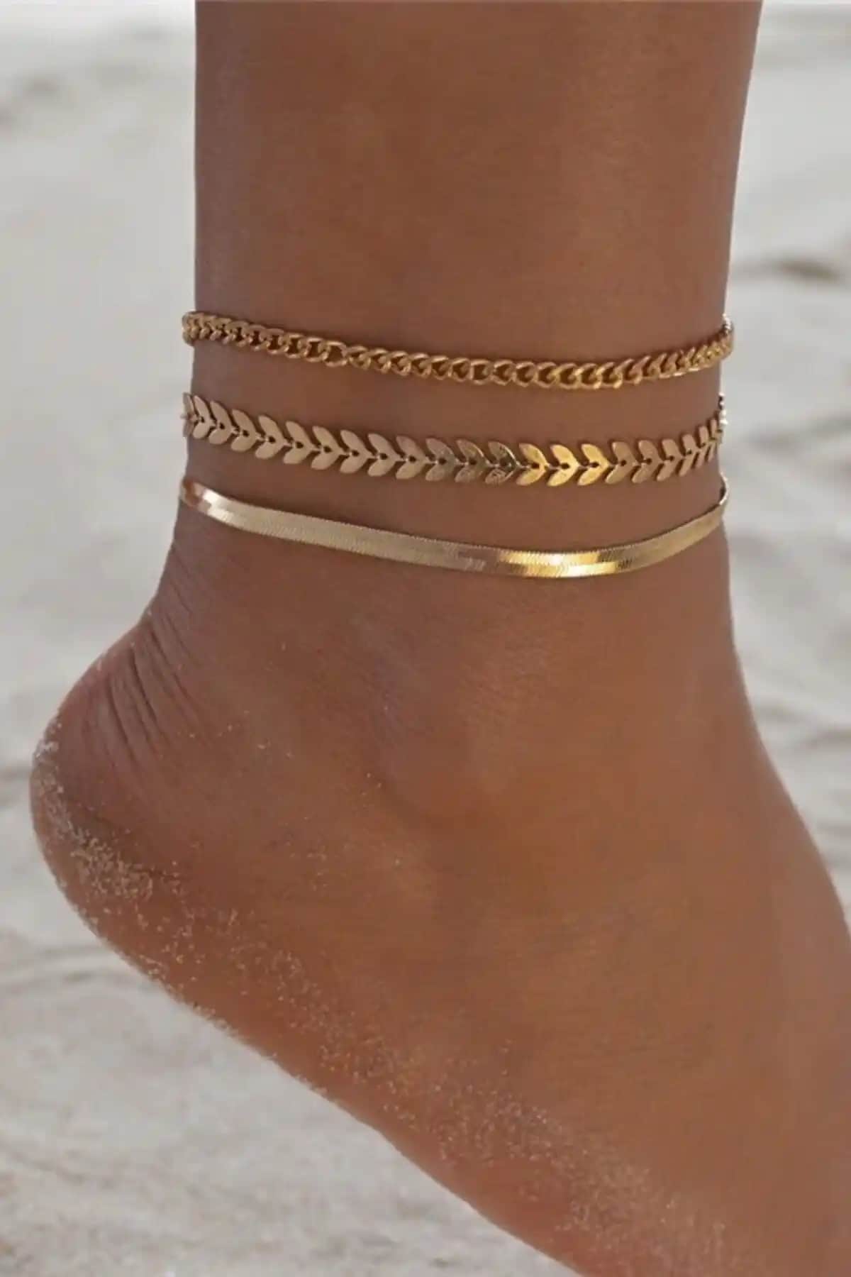 ESUSO 3'lü Ayak Bileklik Seti Kadınlar İçin Şık ve Zarif Aksesuar Seçeneği