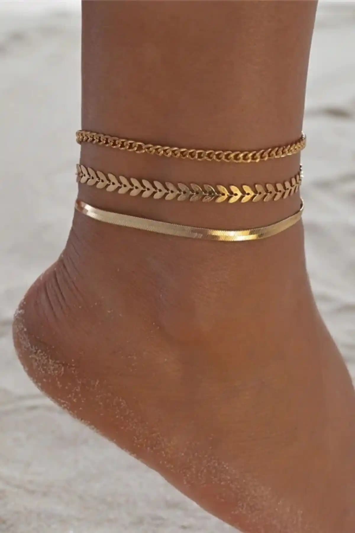 ESUSO 3'lü Ayak Bileklik Seti Kadınlar İçin Şık ve Zarif Aksesuar Seçeneği