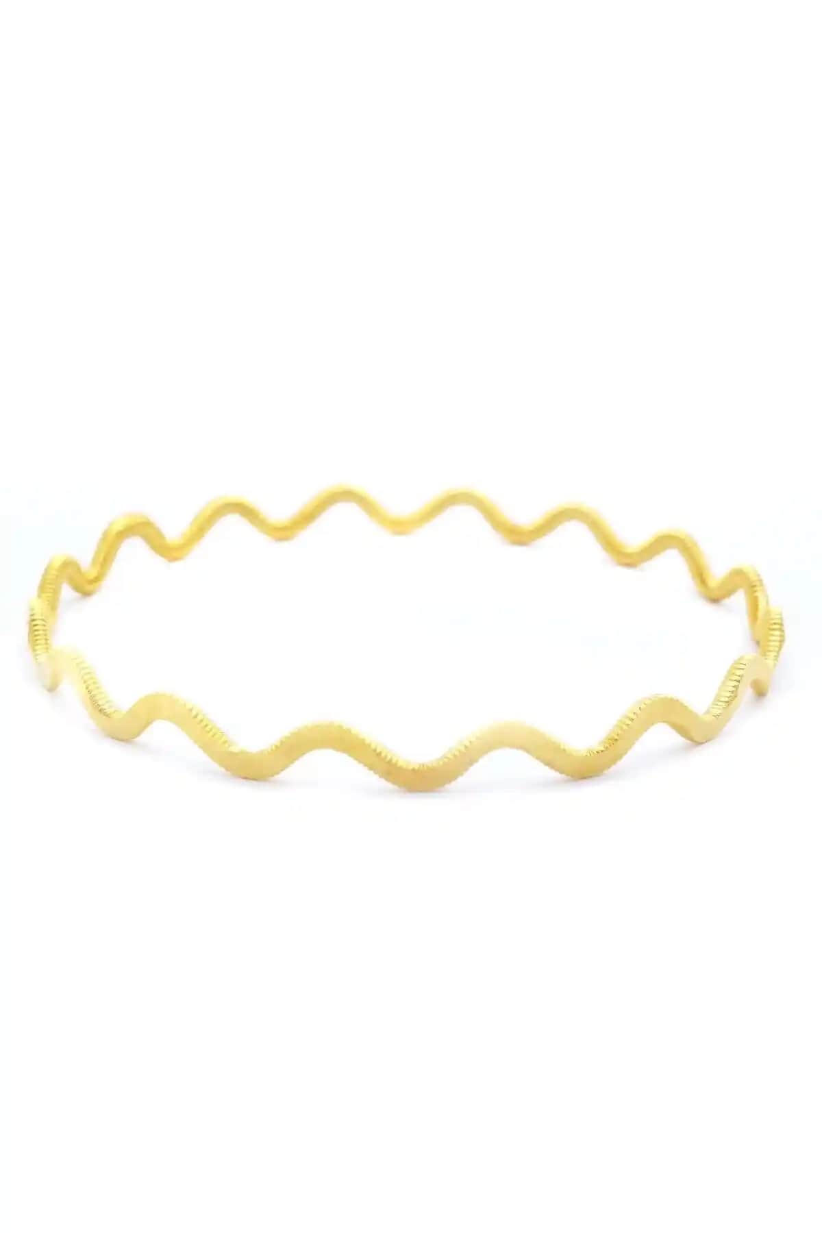 FerizZ 22 Ayar Altın Kaplama Zigzag Ajda Bilezik Günlük ve Özel Kullanım İçin Uygun