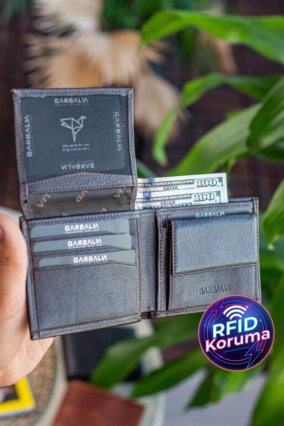 Garbalia Hakiki Deri RFID Engelleyici Klasik ve Şık Küçük Cüzdan Türkiye
