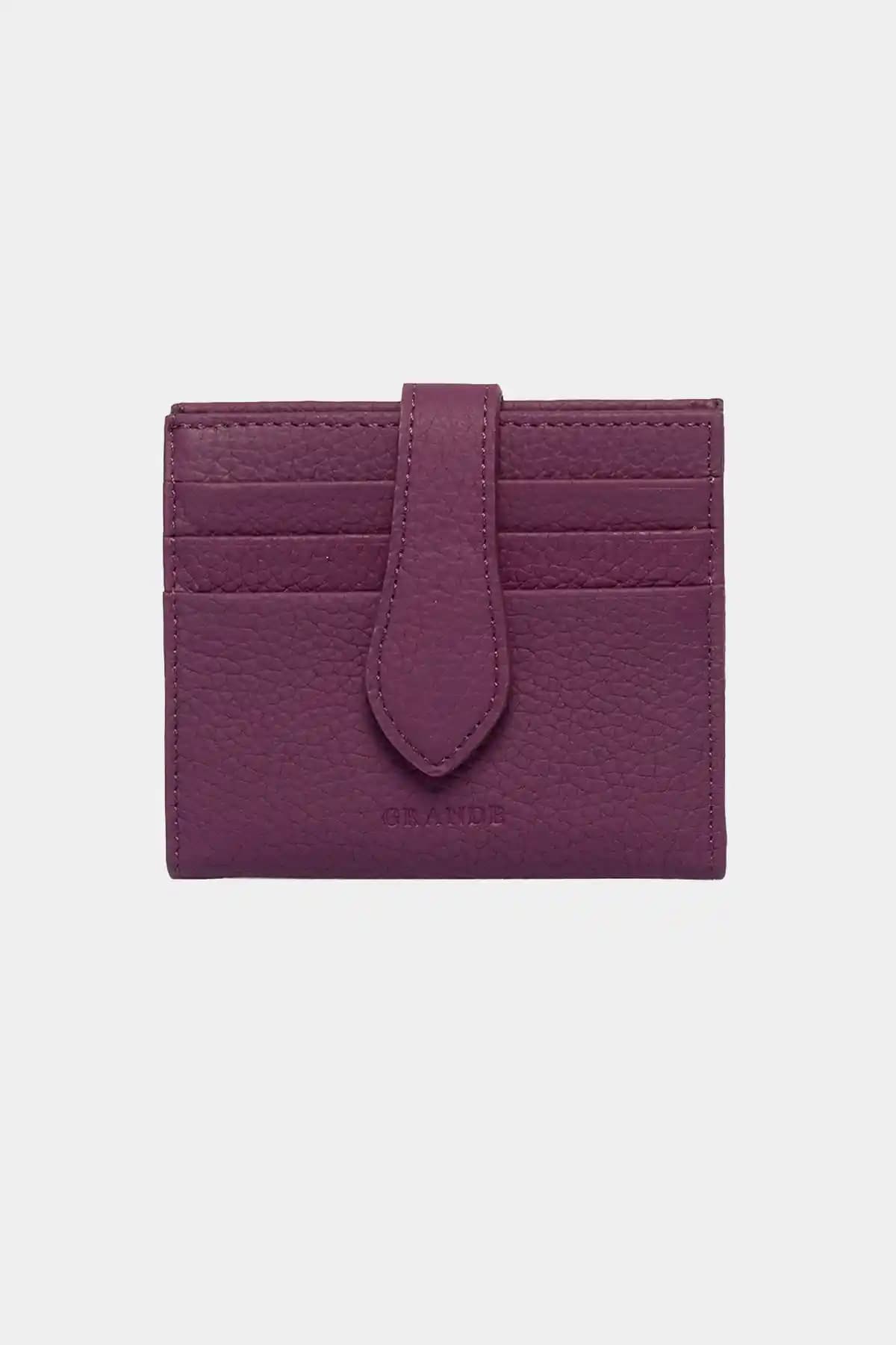 Grandes 3803 Hakiki Deri Mor Cüzdan Kadın ve Erkekler İçin Şık ve Fonksiyonel Tasarım