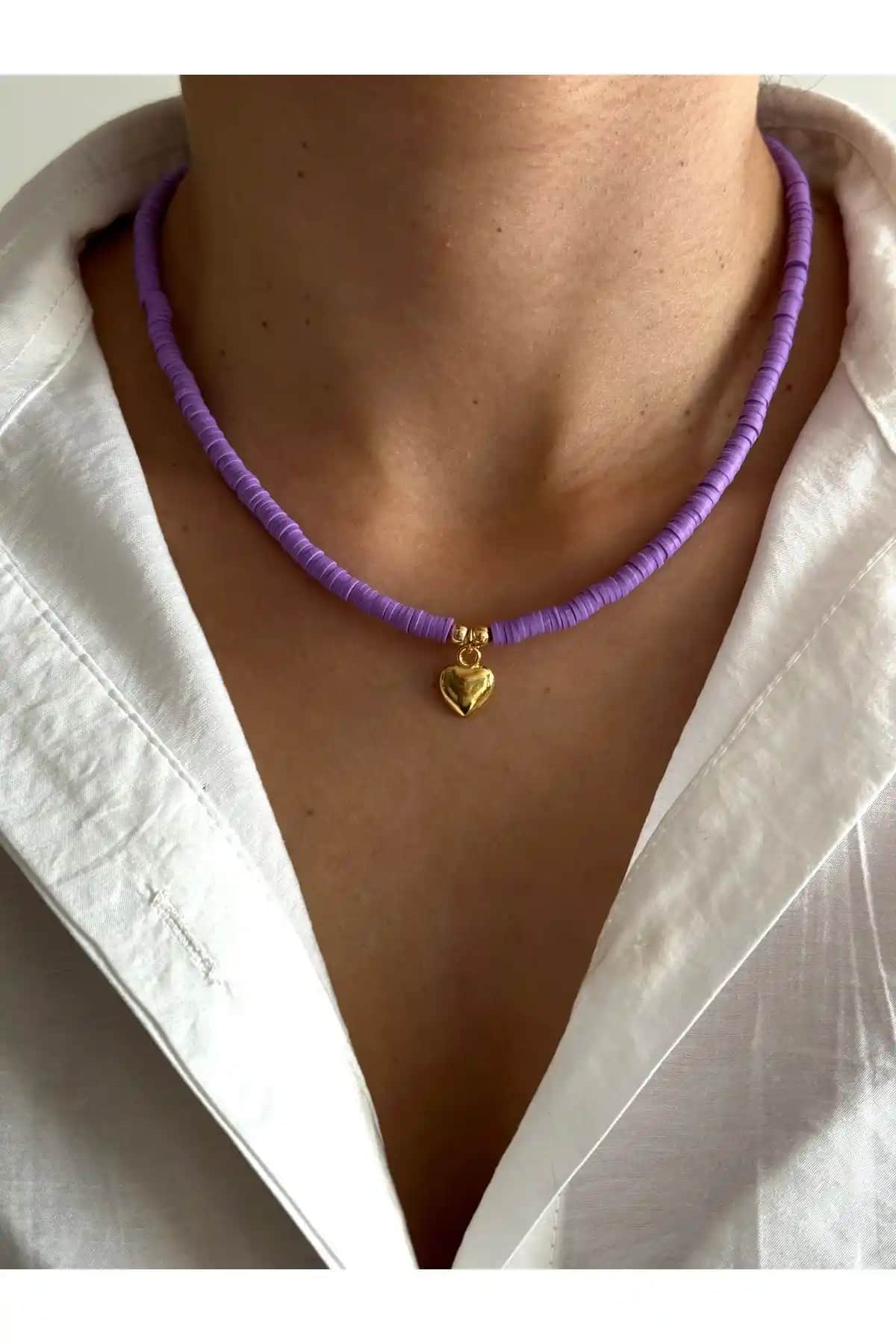 HERCY Kalpli Lila Fimo Kolye: Modern ve Şık Minimal Takı Seçenekleri