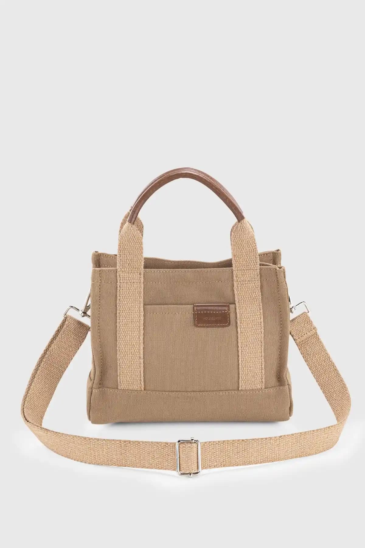 Housebags Kadın Kahverengi Kanvas Tote Çanta Günlük Kullanım ve Şıklık İçin Uygun